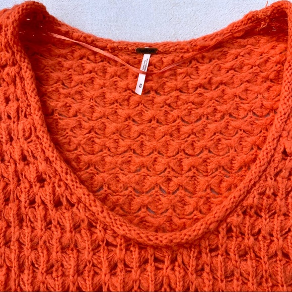 FREE PEOPLE Crashing Waves Oversized Sweater Tangerine - Picture 6 of 11